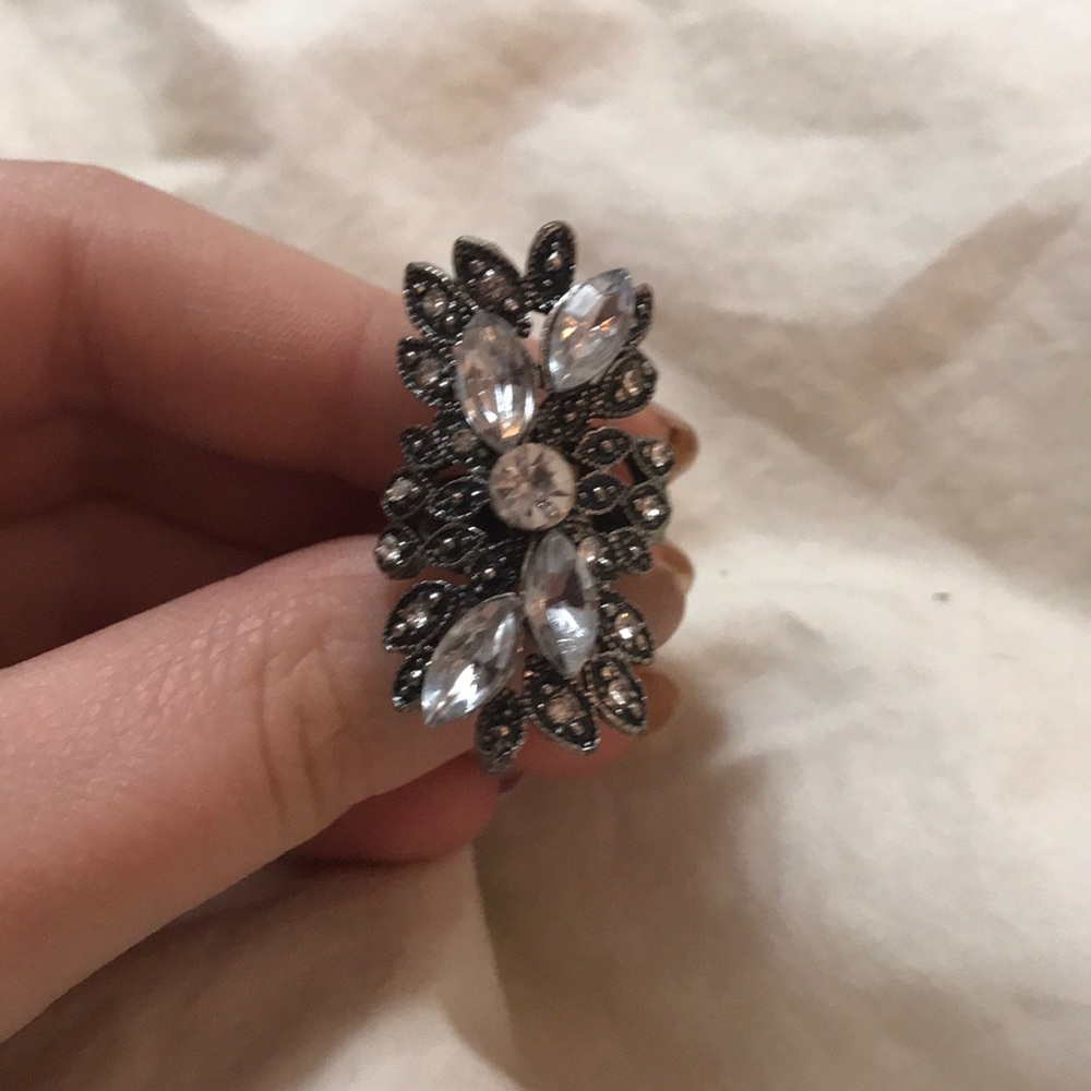 Faux diamond silver ring adjustable